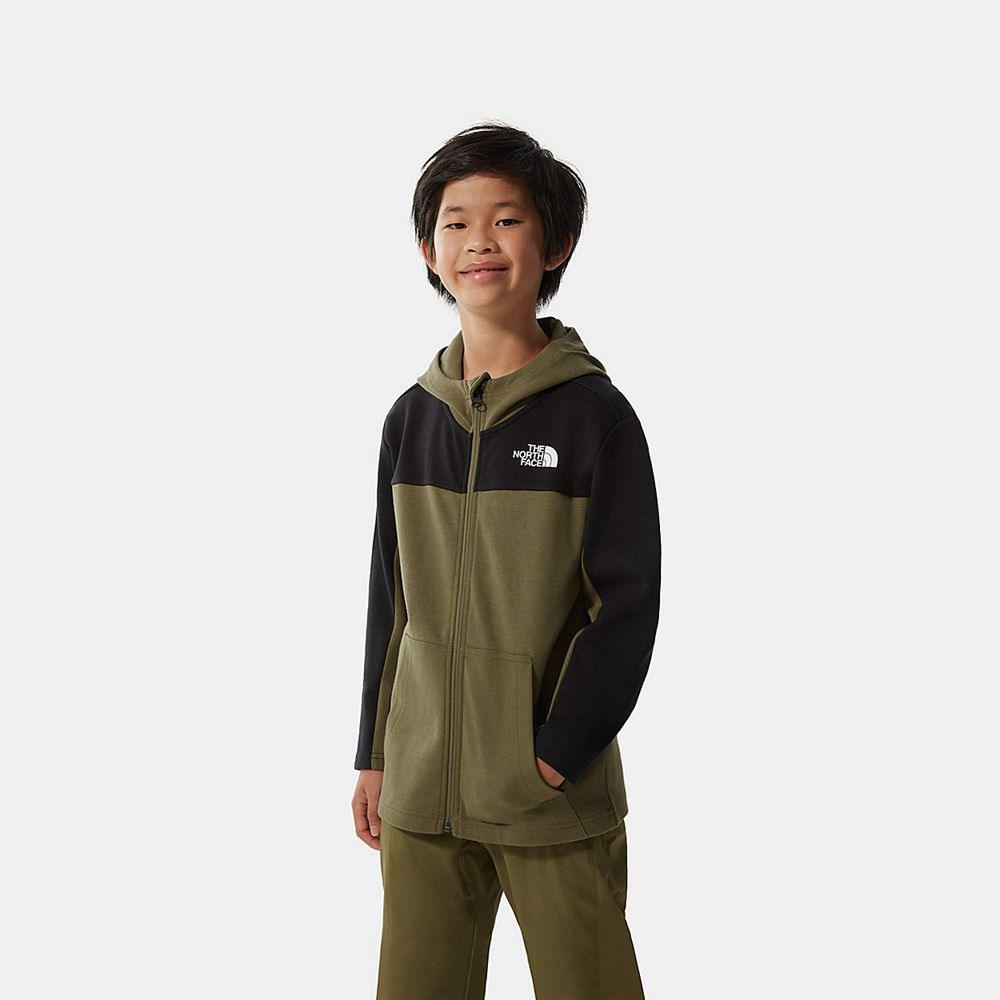 The North Face Slacker Zip-Up Αγόρια Φούτερ Hoodie - Ελιά Πρασινο / Μαυρα (QCTJ84057)